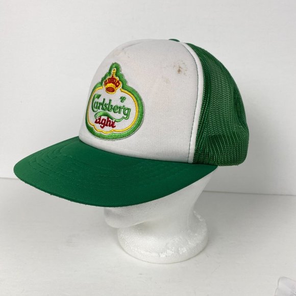 Vintage Carlsberg Beer Patch Snapback Hat Trucker Cap Mens Green Mesh - Picture 4 of 14